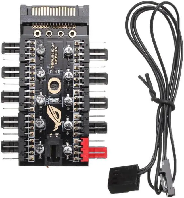 Alt view image 3 of 7 - JAENFONG Motherboard 1 to 10pin fan 4 Pin PWM Cooler Fan HUB Splitter Extension 12V Power Supply Socket PC Speed Controller Adapter SATA Power Supply