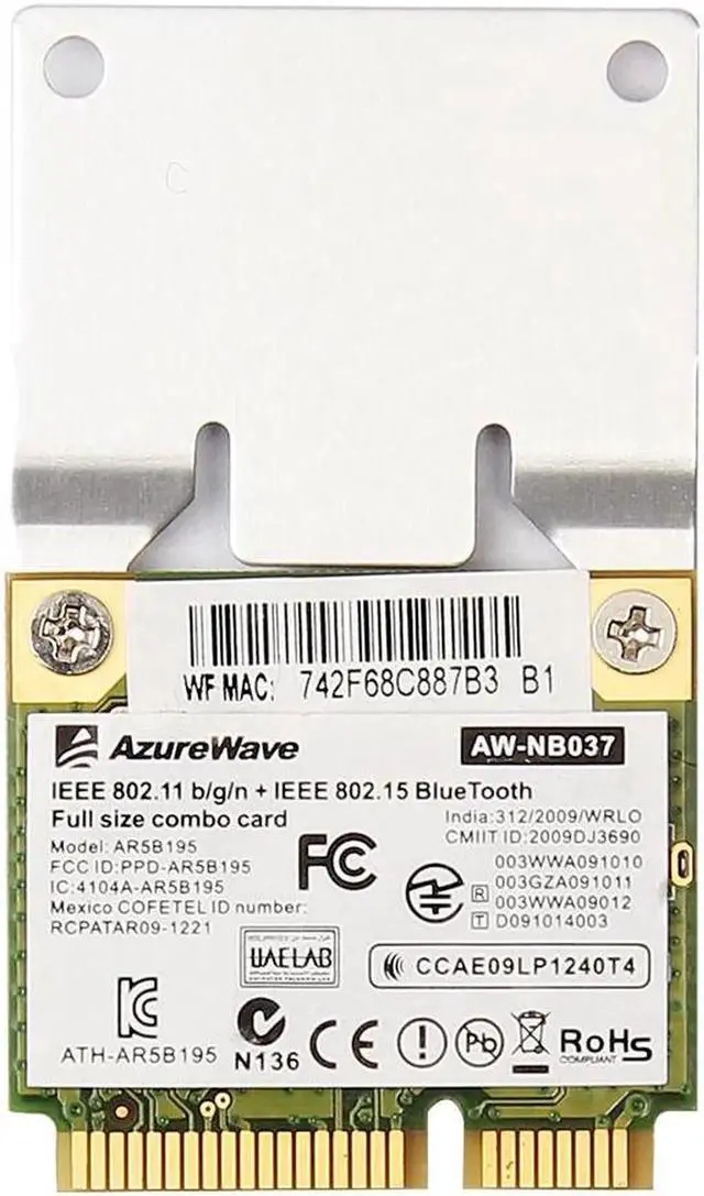 Alt view image 3 of 6 - JAENFONG Atheros AR5B195 Wireless Bluetooth Half Hight PCIe Single-chip 150M Card+Bracket