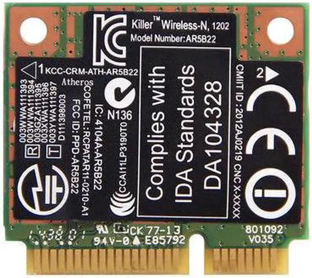 Alt view image 6 of 6 - JAENFONG AR5b22 Networks Killer N1202 2.4/5GHz 300M Bluetooth4.0 Wireless Wifi Card