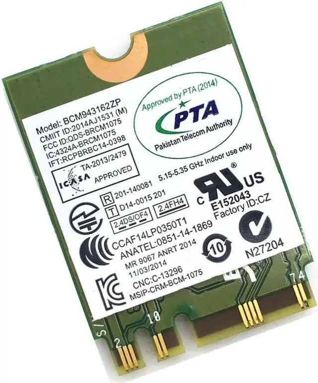 Alt view image 2 of 4 - JAENFONG For BCM943162ZP Dual Band Wireless-AC 2.4G/5G Wifi Bluetooth 4.0 NGFF 802.11ac Card for E450 E550