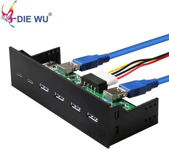 Alt view image 3 of 6 - JAENFONG 4 Ports USB3.0+2 Ports USB3.1 Type C Desktop Front Panel Computer Drives Expansion card Computer Accessories