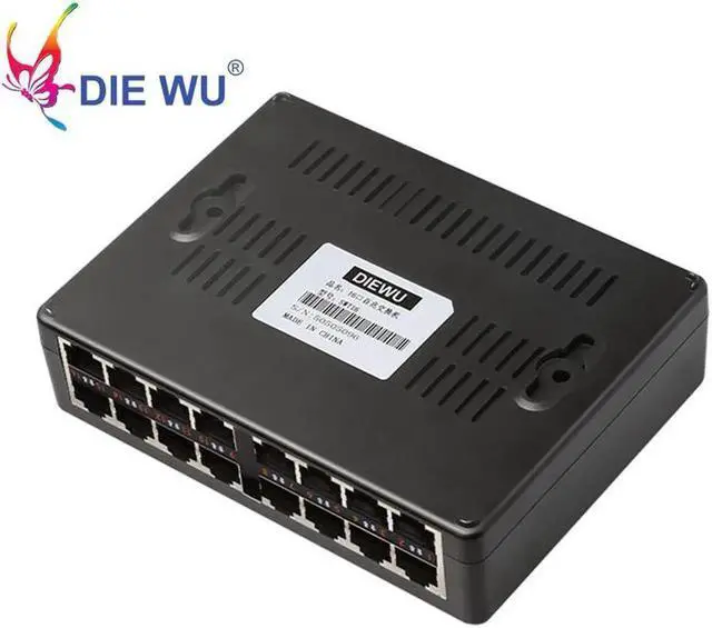Main image of JAENFONG 16 Ports Fast Ethernet Switch 10/100Mbps RJ45 Network Switch Switcher Hub for Desktop PC Black color