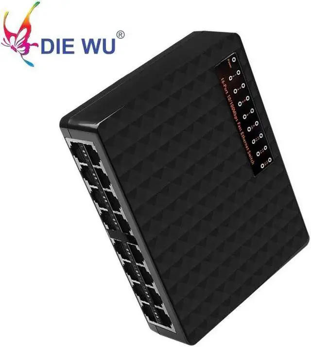 Alt view image 4 of 5 - JAENFONG 16 Ports Fast Ethernet Switch 10/100Mbps RJ45 Network Switch Switcher Hub for Desktop PC Black color