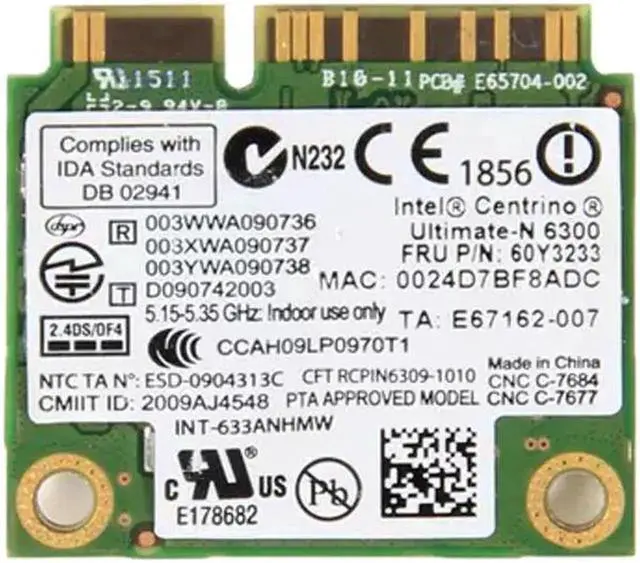 Alt view image 2 of 2 - JAENFONG Thinkpad T410 T420 X230 T430 T530 WiFi Card Intel Ultimate-N 6300 FRU 60Y3233