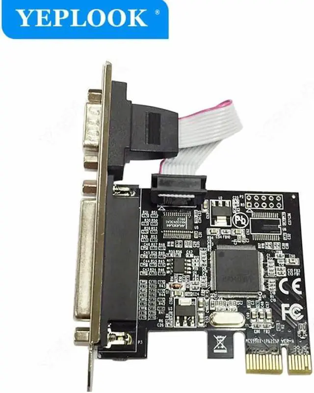 Alt view image 2 of 6 - JAENFONG PCIe to Single Port DB9+DB25 PCI-E X1 RS232 Serial Port + LPT Parallel Port Expansion Card Riser Card Chip ASIX/AX99100