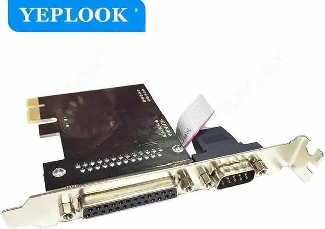 Alt view image 4 of 6 - JAENFONG PCIe to Single Port DB9+DB25 PCI-E X1 RS232 Serial Port + LPT Parallel Port Expansion Card Riser Card Chip ASIX/AX99100