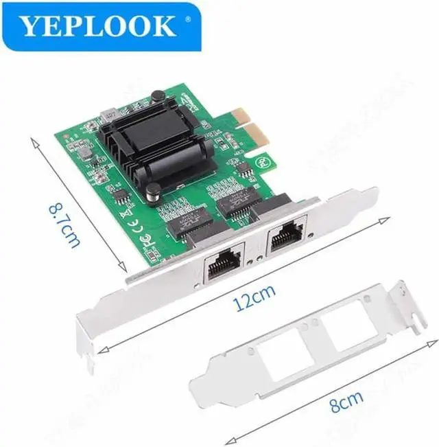 Alt view image 3 of 5 - JAENFONG PCIe 1x 2.5G 10/100/1000Mbps Gigabit Dual Port RJ45 Network Lan Card Ethernet Controller Intel 82571 Chipset for Desktop Server