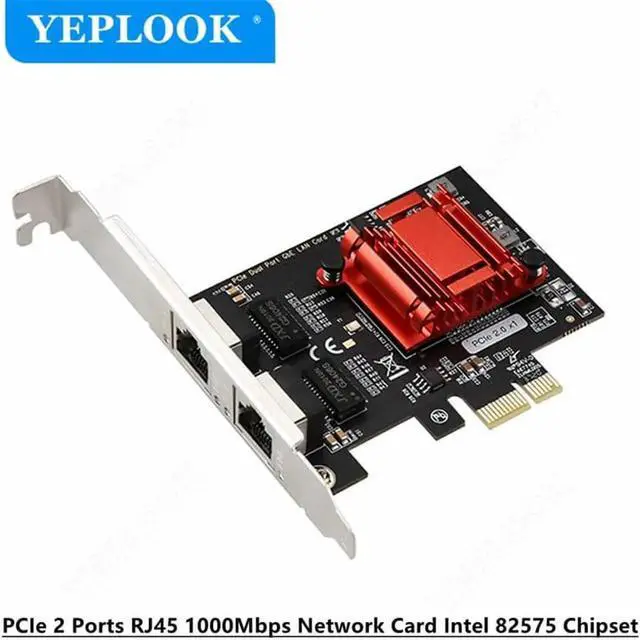 Main image of JAENFONG PCIe x1 Dual RJ45 Gigabit Network Card 10/100/1000Mbps Wired Ethernet Lan Adapter Chipset Intel 82575/82576 for Desktop Server