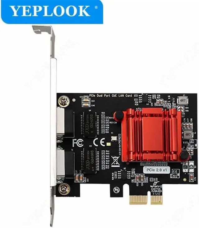 Alt view image 5 of 5 - JAENFONG PCIe x1 Dual RJ45 Gigabit Network Card 10/100/1000Mbps Wired Ethernet Lan Adapter Chipset Intel 82575/82576 for Desktop Server