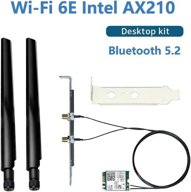 Alt view image 5 of 5 - JAENFONG WiFi 6E Desktop Kit Intel AX210 Bluetooth 5.2 Wifi Card 3000Mbps 802.11ax 2.4Ghz/5Ghz/6Ghz AX210NGW Wi-Fi 6 Adapter Antenna