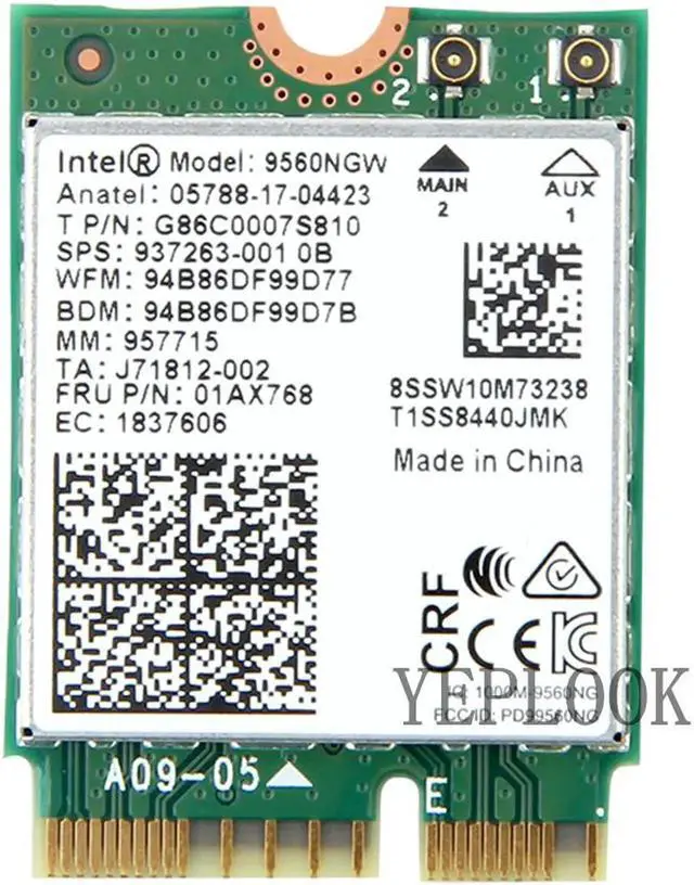 Main image of JAENFONG Wireless-AC 9560 9560NGW 9560AC 1730Mbps Wi-Fi+BT 5.0 Dual Band 2.4G/5Ghz 802.11ac 2x2 NGFF key E M.2: CNVio Wireless Network Card