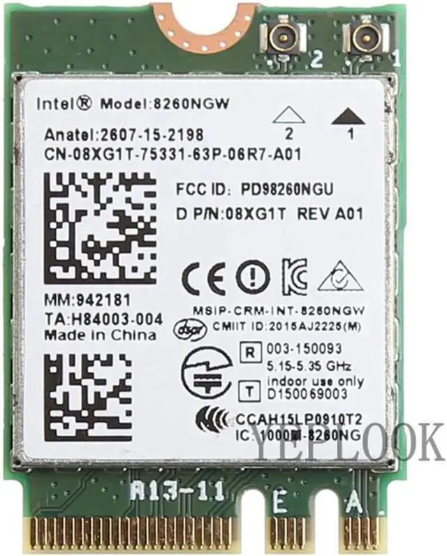 Alt view image 3 of 5 - JAENFONG AC8260 8260NGW 8260AC Intel Wireless-AC 8260 867Mbps Bluetooth 4.2 Dual Band 2.4+5GHz NGFF M.2 WIFI Card