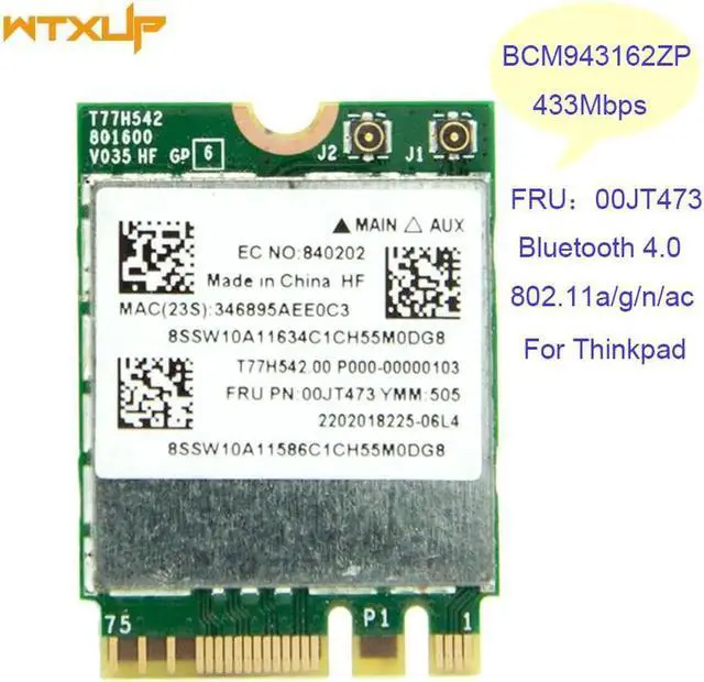 Main image of JAENFONG WiFi Network card FRU 00JT473 Combo BCM943162ZP Dual Band 802.11ac BT4.0 WLAN WIFI Adapter for Lenovo Thinkpad E450 E550 Combo c