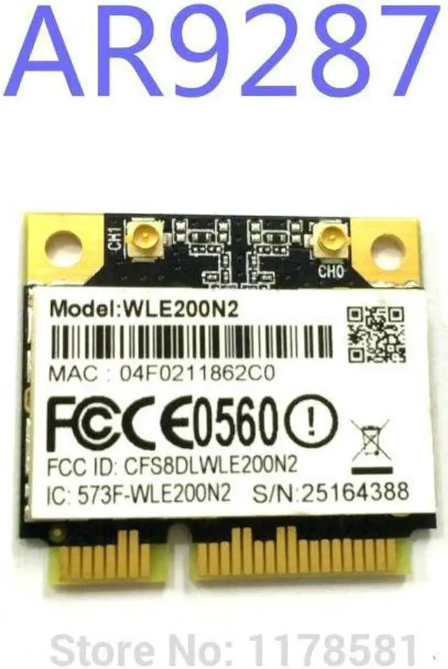 Main image of JAENFONG High power Compex WLE200N2 / 802.11 n/b/g 2x2 MIMO / Half-Size PCI-Express MiniCard (Qualcomm Atheros AR9287) 16dBm