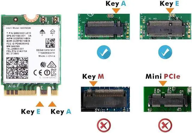 Alt view image 4 of 6 - JAENFONG Wireless Dual band 1200Mbps 802.11ac Desktop Kit Intel 8265 Bluetooth 4.2 Wifi Card 2.4G/5Ghz MU-MIMO 8265NGW Adapter Antenna