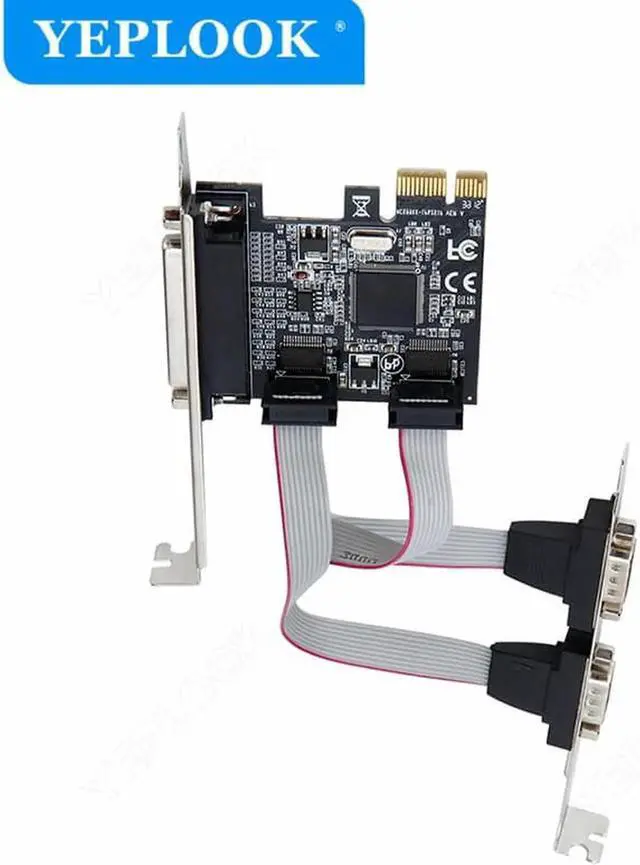 Alt view image 6 of 6 - JAENFONG PCIe to Dual Serial Port DB9 RS232 COM+ Single DB25 Parallel Port Printer LPT Adapter Card Chipset ASIX/AX99100 for PC Desktop