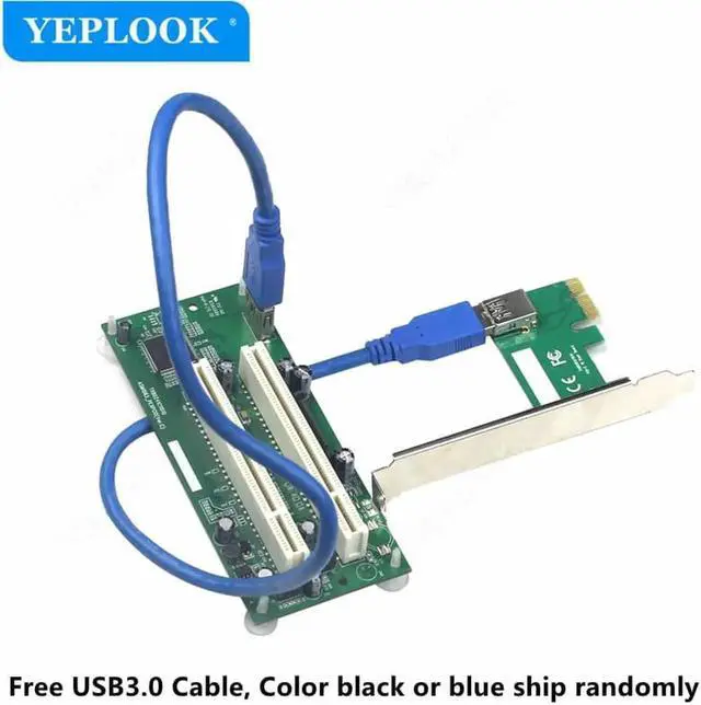 Alt view image 6 of 6 - JAENFONG PCIe to Dual PCI Adapter Card with USB3.0 Cable 5Gbps, PCI-E x1 to PCI Slot Riser Card Expansion Card Converter for Desktop