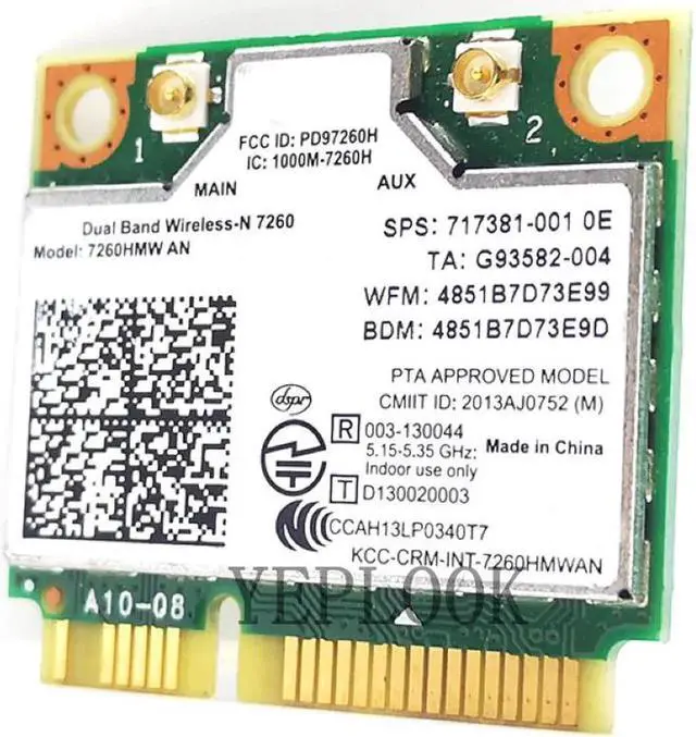 Alt view image 4 of 5 - JAENFONG 7260HMW 7260AN AN7260 Wireless Card Wi-Fi 300Mbps+300Mbps Dual Band 2.4G/5G Bluetooth 4.0 Half Mini PCI-E 867M Wifi Network Card Laptop Desktop