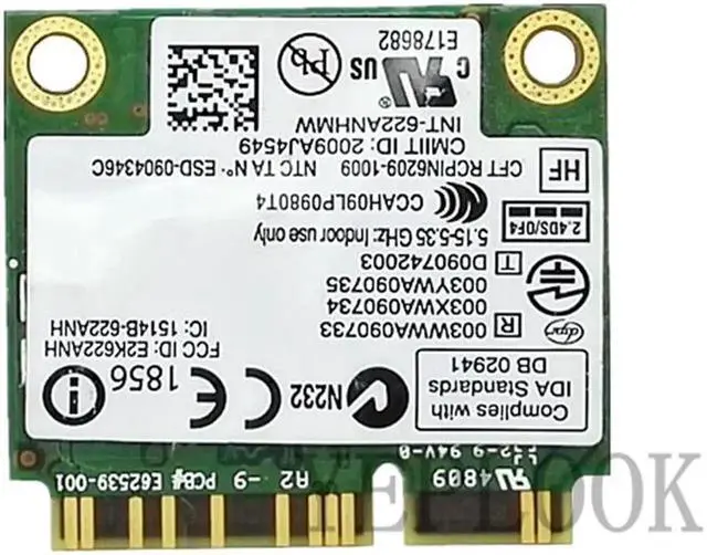 Alt view image 4 of 4 - JAENFONG 6200 622ANHMW MINI PCI-E 300Mbps Dual Band 2.4G/5GHz 2x2 Advanced-N Intel Wifi Card Network card