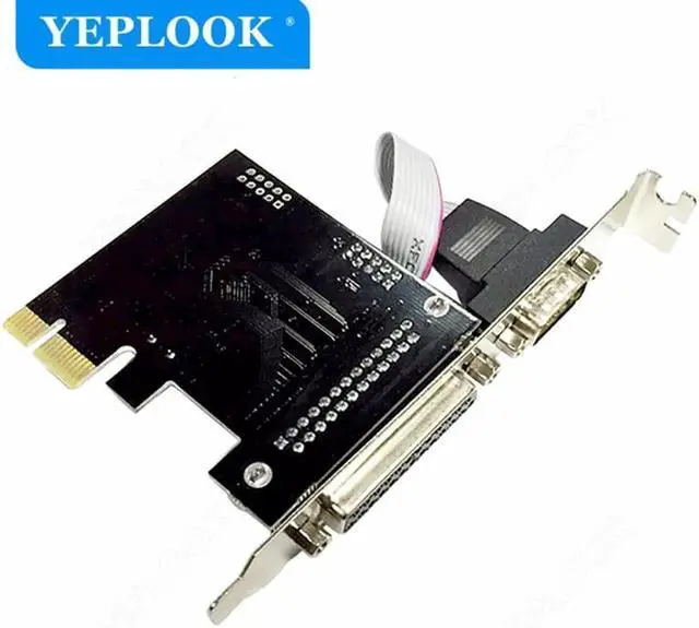 Alt view image 3 of 6 - JAENFONG PCIe 1X to 1 Port DB9 RS232 Serial Port + 1 Port DB25 Parallel Port Expansion Card I/O PCI Express Riser Card Chip ASIX/AX9900