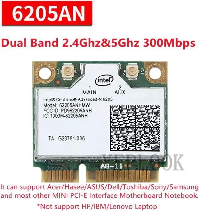 Main image of JAENFONG 6205 62205AN 300Mbps Dual Band 2.4Ghz 5Ghz Mini PCI-E Wifi Card Wlan Network Adapter Advanced-N Wireless Card Standard/Public Version