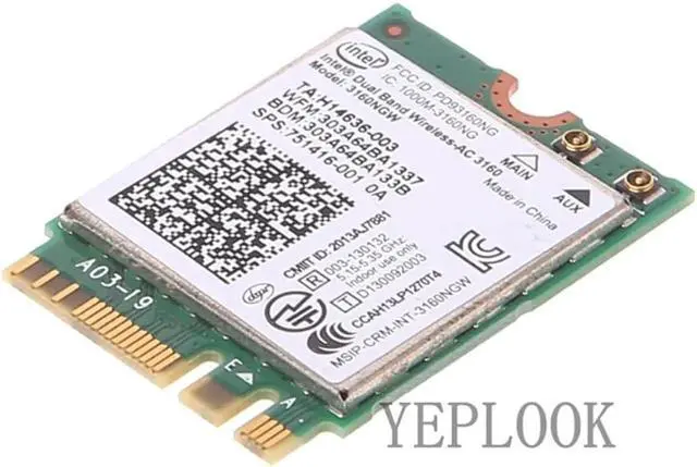 Alt view image 5 of 5 - JAENFONG AC3160 3160ac 3160NGW Dual Band 2.4G 5Ghz 433Mbps 802.11ac Wi-Fi+Bluetooth 4.0 M.2 NGFF Wireless Network Card Wifi Network Card For Laptop