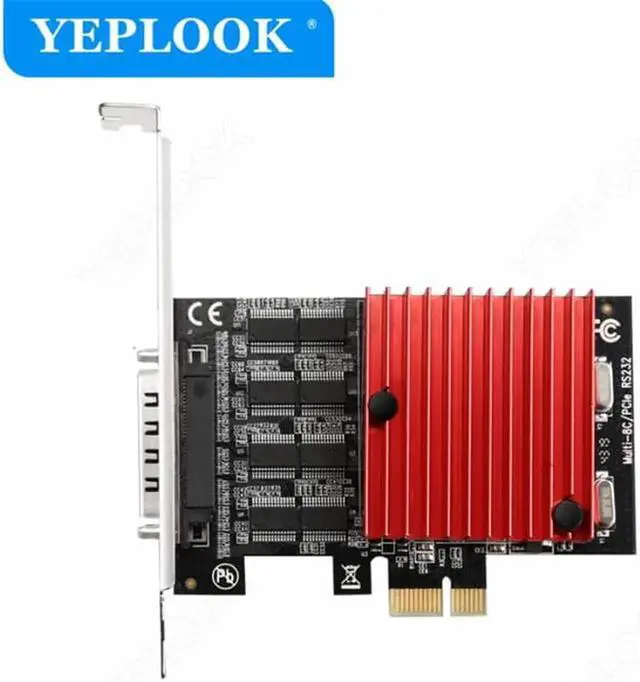 Alt view image 2 of 5 - JAENFONG 8 Serial Port DB9 RS232 PCIe Riser Card PCI-Express X1 Expansion Card Adapter High Speed 920KB with Heat Sink Chip ASIX AX9900