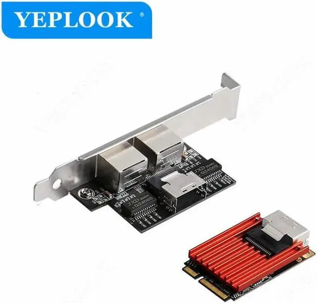 Alt view image 2 of 5 - JAENFONG MINI PCIE 1G LAN Card Dual Port RJ45 Industrial Server 10/100/1000Mbps Gigabit Ethernet Adapter Network Card Chipset Intel I350