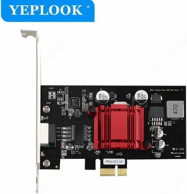 Alt view image 4 of 6 - JAENFONG PCIe 1x to Single POE Port Camera Visual Capture Card 10/100/1000Mbps Gigabit Network Card Ethernet Converter Chipset Intel I210