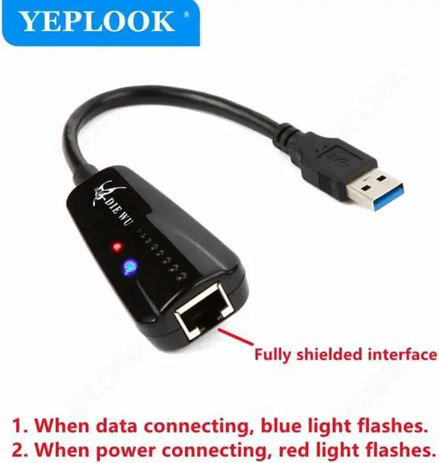 Alt view image 6 of 6 - JAENFONG 10/100/1000Mpbs USB 3.0 to RJ45 Wired Lan Adapter Ethernet Network Card For Laptop Desktop TV Box Android TV Chipset Realtek 8153