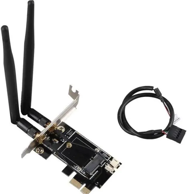 Alt view image 6 of 6 - JAENFONG M.2 to PCIe 1x Desktop Wifi Adapter Card for Wifi Card AX210 AX200 AC9260 8265 8260 7265 7260 1535 QCNFA344 Free Bluetooth Cable