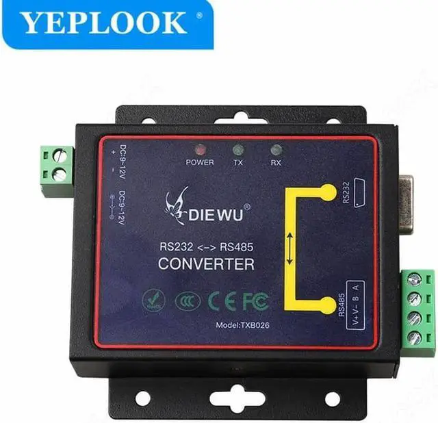 Alt view image 4 of 5 - JAENFONG RS232 to RS485 Serial Network Ethernet Device Server Active Converter DB9 Female with Power Supply Cable for Industrial Use