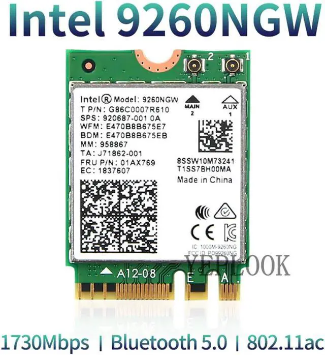 Main image of JAENFONG Wireless-AC 9260NGW 9260AC 1.73Gbps Dual Band 2.4G/5Ghz NGFF M.2 Wifi Card 802.11ac WiFi+BT 5.0 MU-MIMO Wireless Card Windows 10