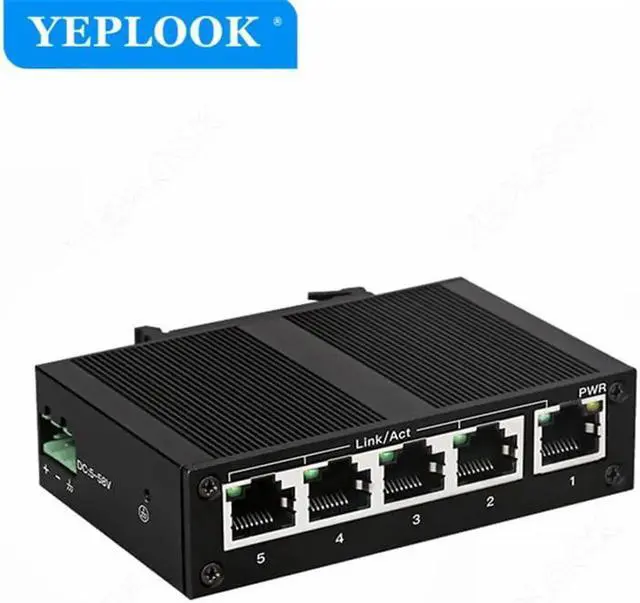 Alt view image 2 of 6 - JAENFONG 5 Ports RJ45 10/100Mbps Industrial Switch, Ethernet Network Switch, Support DC 5V-58V Input, Plug and Play, Lightning Protection