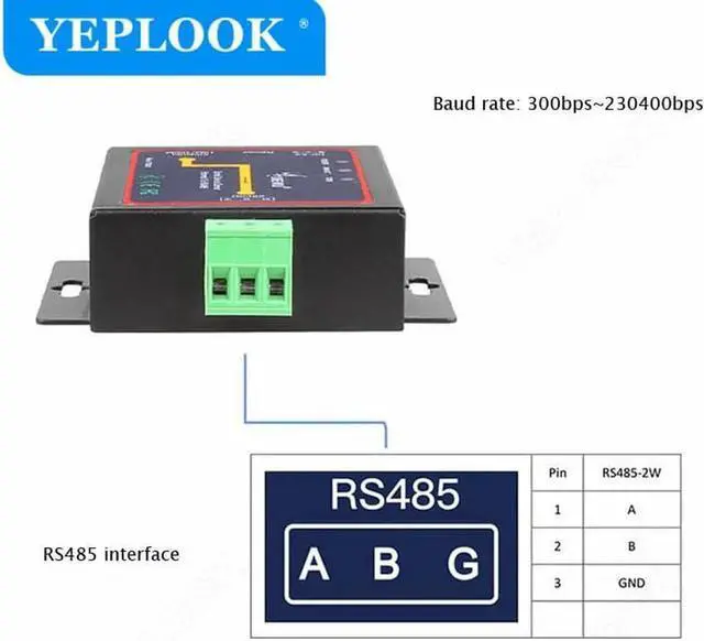 Alt view image 6 of 6 - JAENFONG Ethernet RJ45 to RS485 Converter Industrial Grade Serial Device Server Ethernet LAN Converter Adapter Support TCP/RTU/UDP Modes