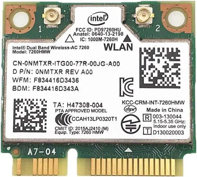 Alt view image 3 of 3 - JAENFONG For Dual Band Intel Wireless-AC 7260 7260AC 7260HMW 2.4&5G 867M BT4.0 MiniPCIe WiFi Wireless Card