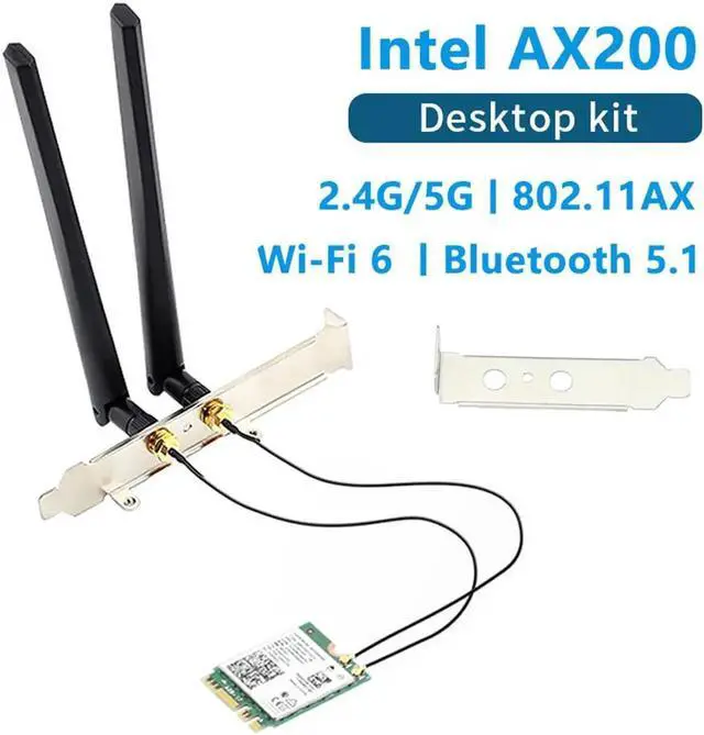 Main image of JAENFONG 3000Mbps 802.11ax Wi-Fi 6 Desktop Kit Intel AX200 Bluetooth 5.1 Wifi Antenna Card 2.4G/5Ghz MU-MIMO AX200NGW Wifi Adapter For PC