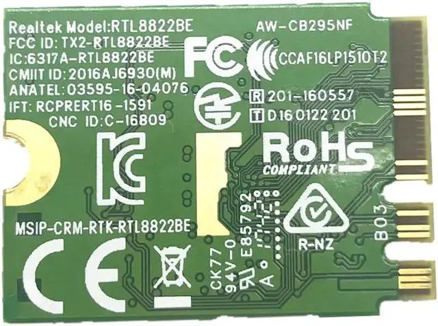 Alt view image 3 of 4 - JAENFONG Realtek RTL8822BE AW-CB295NF 802.11AC 2.4G/5GHz WiFi Bluetooth 4.1 NGFF M.2 Wireless Adapter Card