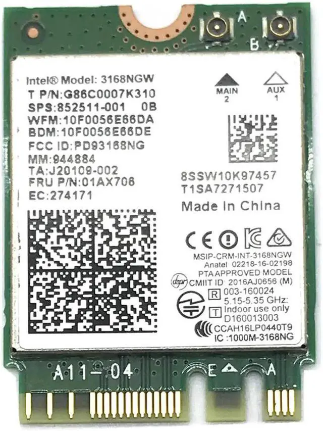 Main image of JAENFONG Dual band Wireless Mini Wlan For Intel 3168 AC 3168NGW NGFF M.2 802.11ac Wifi Bluetooth 4.2 Card 2.4G 5Ghz Network Wi-Fi Adapter