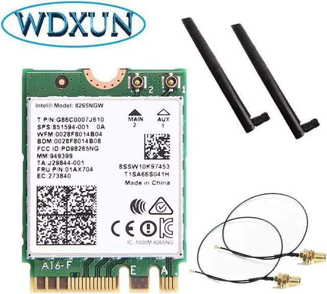 Main image of JAENFONG Dual Band Wlan For Intel 8265NGW Wireless-AC 8265 NGFF 802.11ac 867Mbps 2x2 MU-MIMO WIFI BT 4.2 2.4G/5Ghz Bluetooth Wifi Card