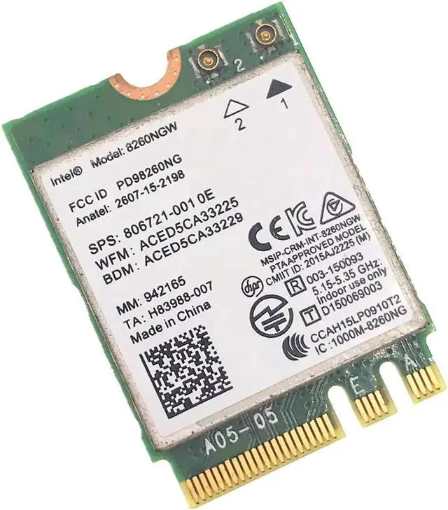 Main image of JAENFONG With Antennas+Dual Band Wireless-AC 8260 NGFF 802.11ac intel 8260NGW Wifi 867Mbps 2.4G/5GHz 802.11a/b/g/n/ac Bluetooth 4.2 Card