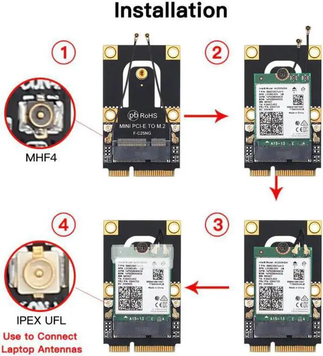 Alt view image 3 of 5 - JAENFONG New M.2 NGFF to Mini PCI-E (PCIe+USB) Adapter For M.2 Wifi Bluetooth Wireless Wlan Card Intel AX200 9260 8265 8260 For Laptop