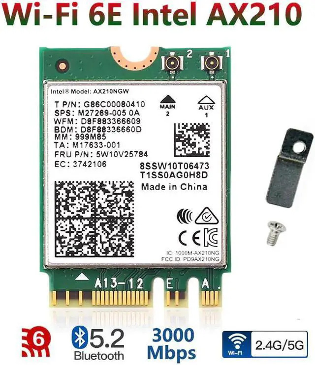 Alt view image 4 of 5 - JAENFONG Mini PCI-E Wifi 6E Adapter Intel AX210 Bluetooth 5.2 Wifi 6 Card 2.4G 5Ghz 6Ghz Wireless 3000Mbps AX210NGW 802.11ax/ac 160Mhz