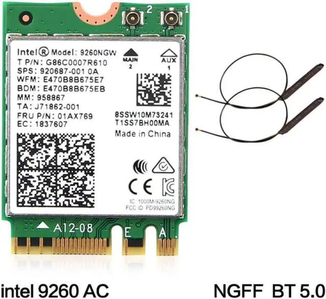 Main image of JAENFONG Dual Band Wireless-AC 9260 For Intel 9260NGW NGFF 802.11ac MU-MIMO 1730Mbps 1.73Gbps WiFi + Bluetooth 5.0 Fit Windows 10
