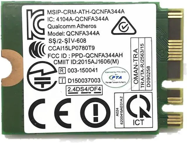 Alt view image 2 of 2 - JAENFONG Wireless Adapter Card for Atheros QCNFA344A DW1820 802.11ac Bluetooth 4.1 867Mbps M2 NGFF WiFi Wireless Card