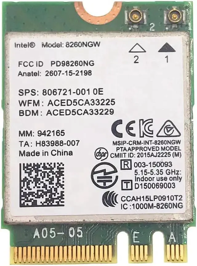 Alt view image 4 of 5 - JAENFONG With 6DBI Dual Band MHF4 RP-SMA Antennas set + Wireless-AC Intel 8260 8260NGW NGFF wifi 867Mbps 802.11ac Bluetooth 4.2 Card