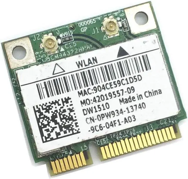 Alt view image 3 of 4 - JAENFONG For DW1510 PW934 802.11 AGN Wireless Half Mini PCI-E BCM94322HM8L Dual Brand