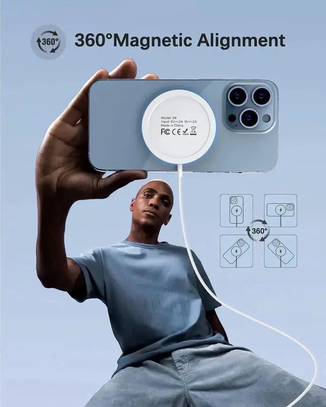 Alt view image 5 of 6 - Magnetic Wireless Charger 15w Mag-Safe Charger for iPhone 16 Pro Max/16 Pro/16/16 Plus/15/14/13/12 Series AirPods 3/2/Pro/Pro 2 LED Magnet Charging Pad Mag Safe Charger with Dual Charging Ports