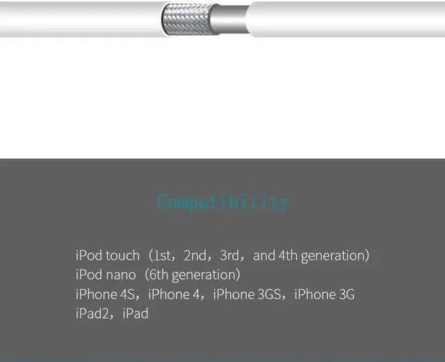 Alt view image 4 of 5 - JAENFONG 2pcs 30 Pin USB Sync Charging Cable Cord Replacement for Old iPhone 4/4S 3G/3GS iPad 1/2/3 iPod Nano/iPod Touch