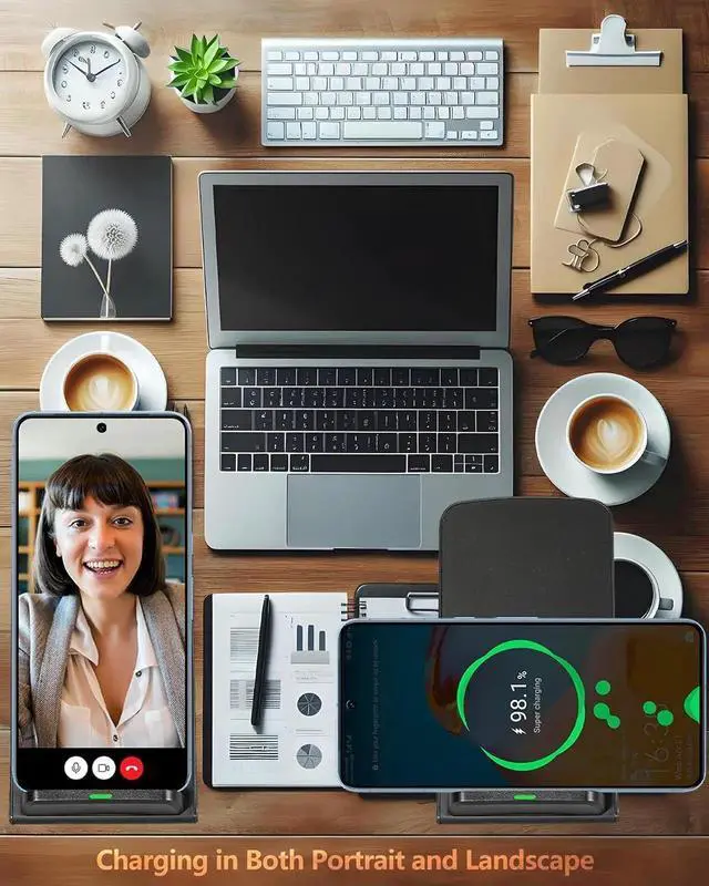 Alt view image 5 of 6 - Wireless Phone Charger for Google Pixel 3 4 XL 5 6 7 8 9 Pro Android & iPhone 16-15W Fast Qi Wireless Charging Station for Galaxy S25 S24 S23 S22 Z Flip Fold OnePlus (Black)